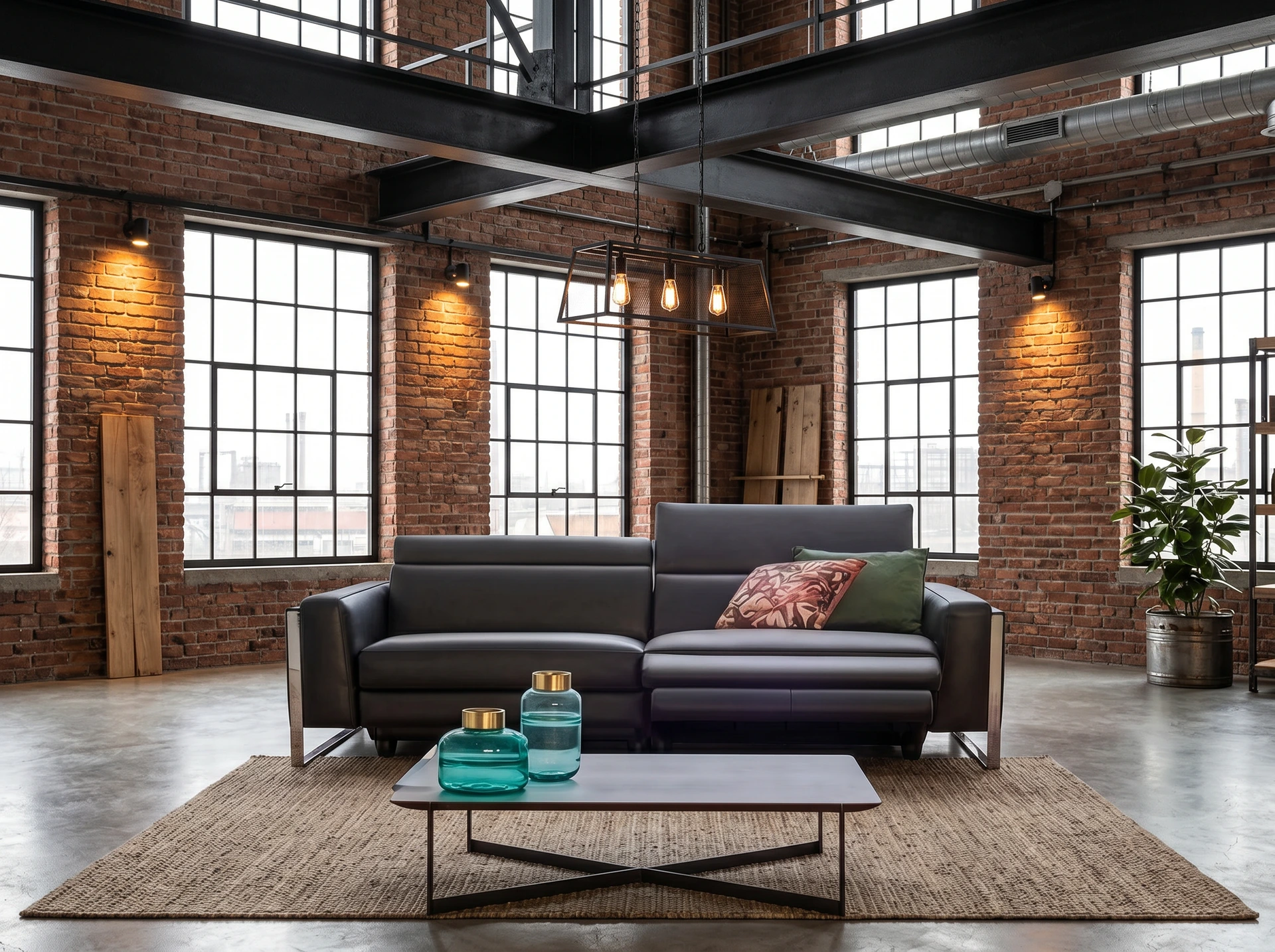 canapé contemporain cuir noir relax
