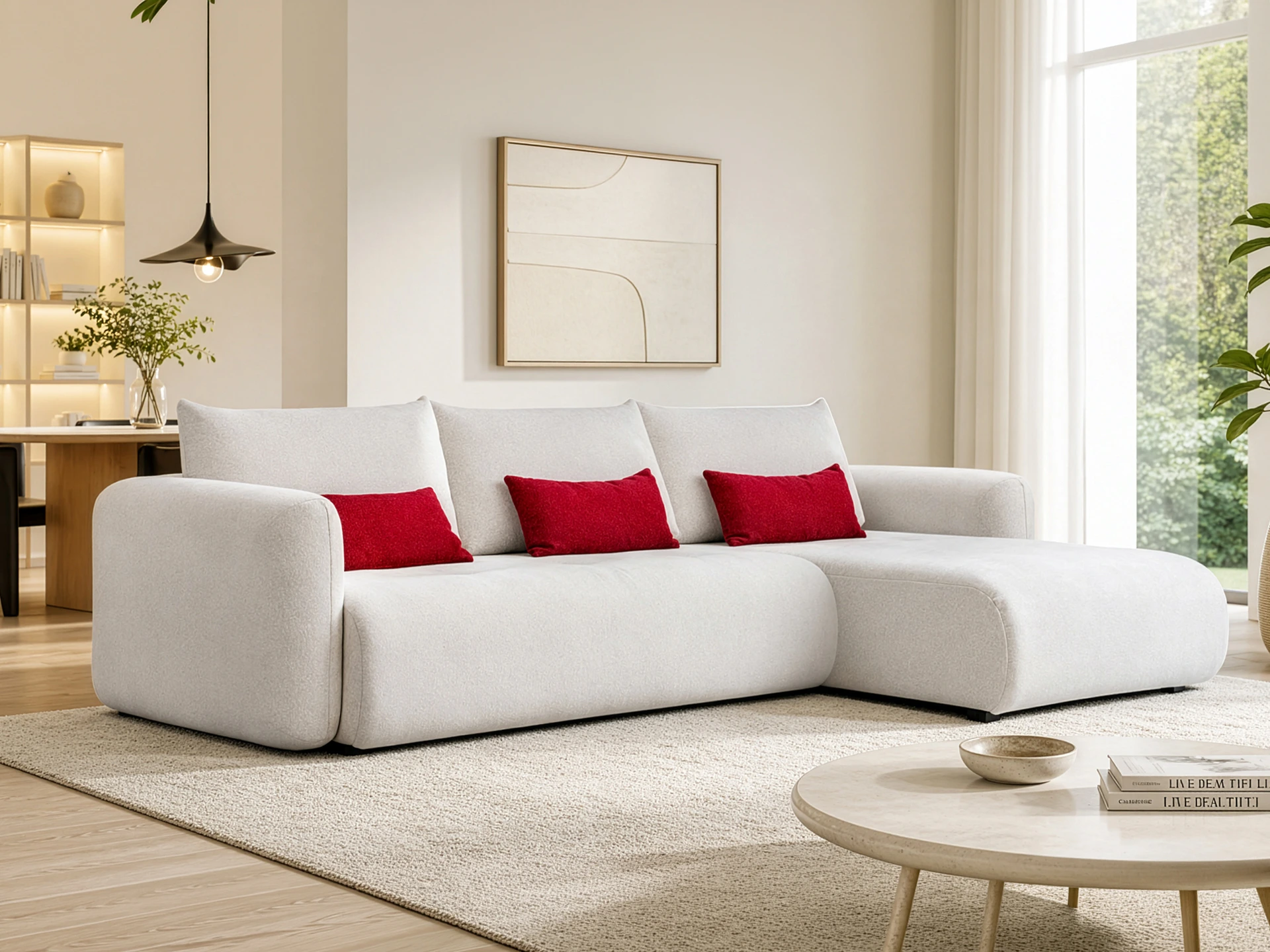 canapé méridienne en tissu blanc