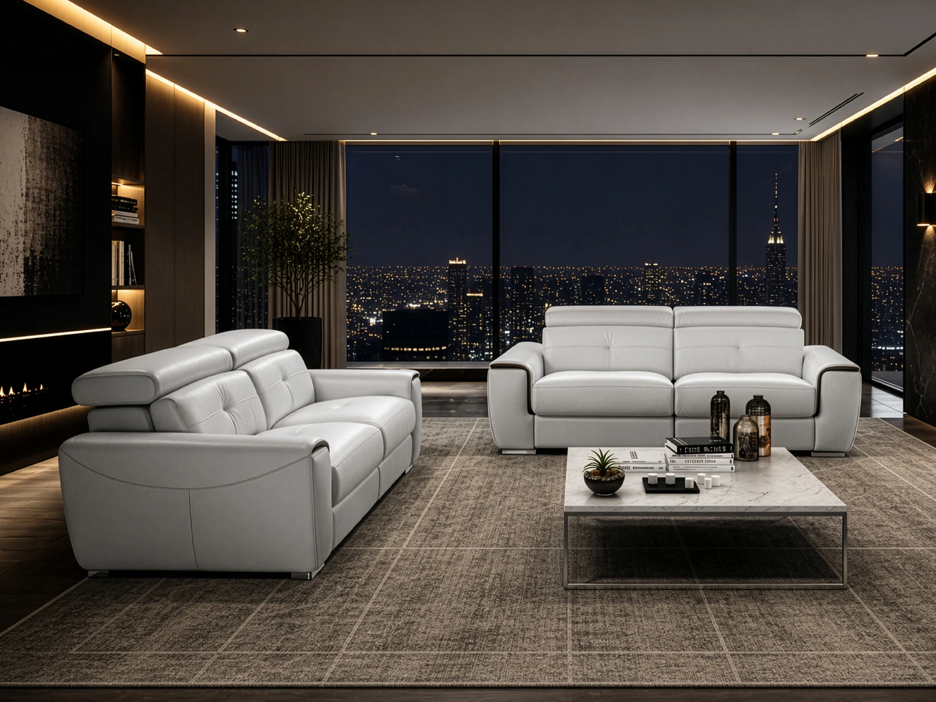 salon cuir blanc