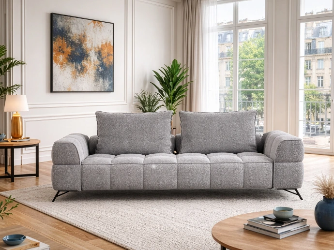 Canapé contemporain base ouverte en tissu grix
