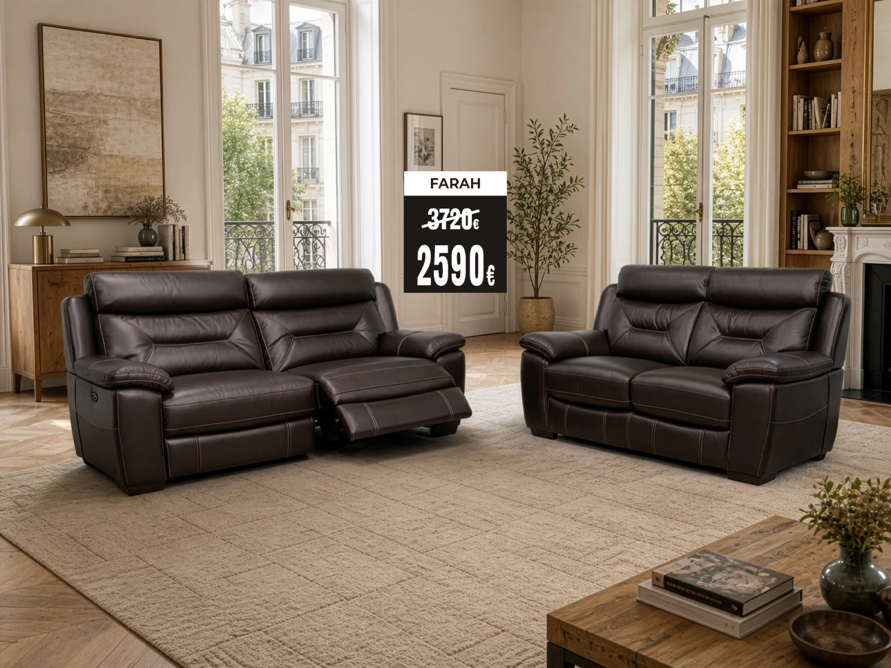 SALON CUIR B>RUN 3+2 ralax FARAH