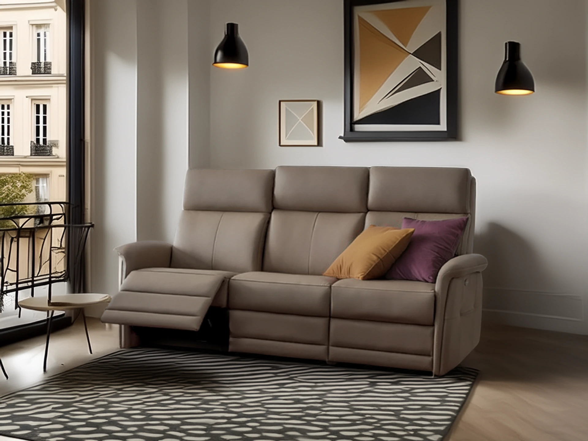 canapé relax en cuir taupe