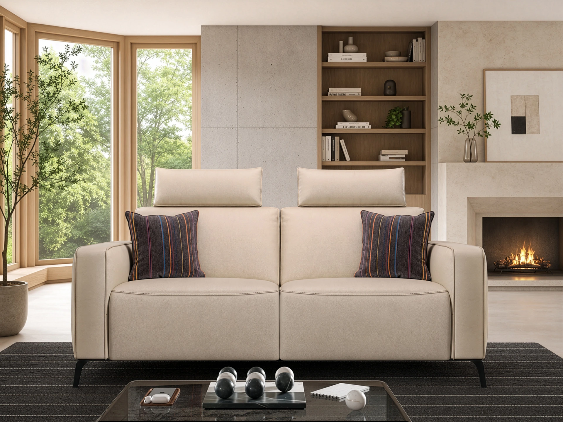 canapé deux places cuir beige