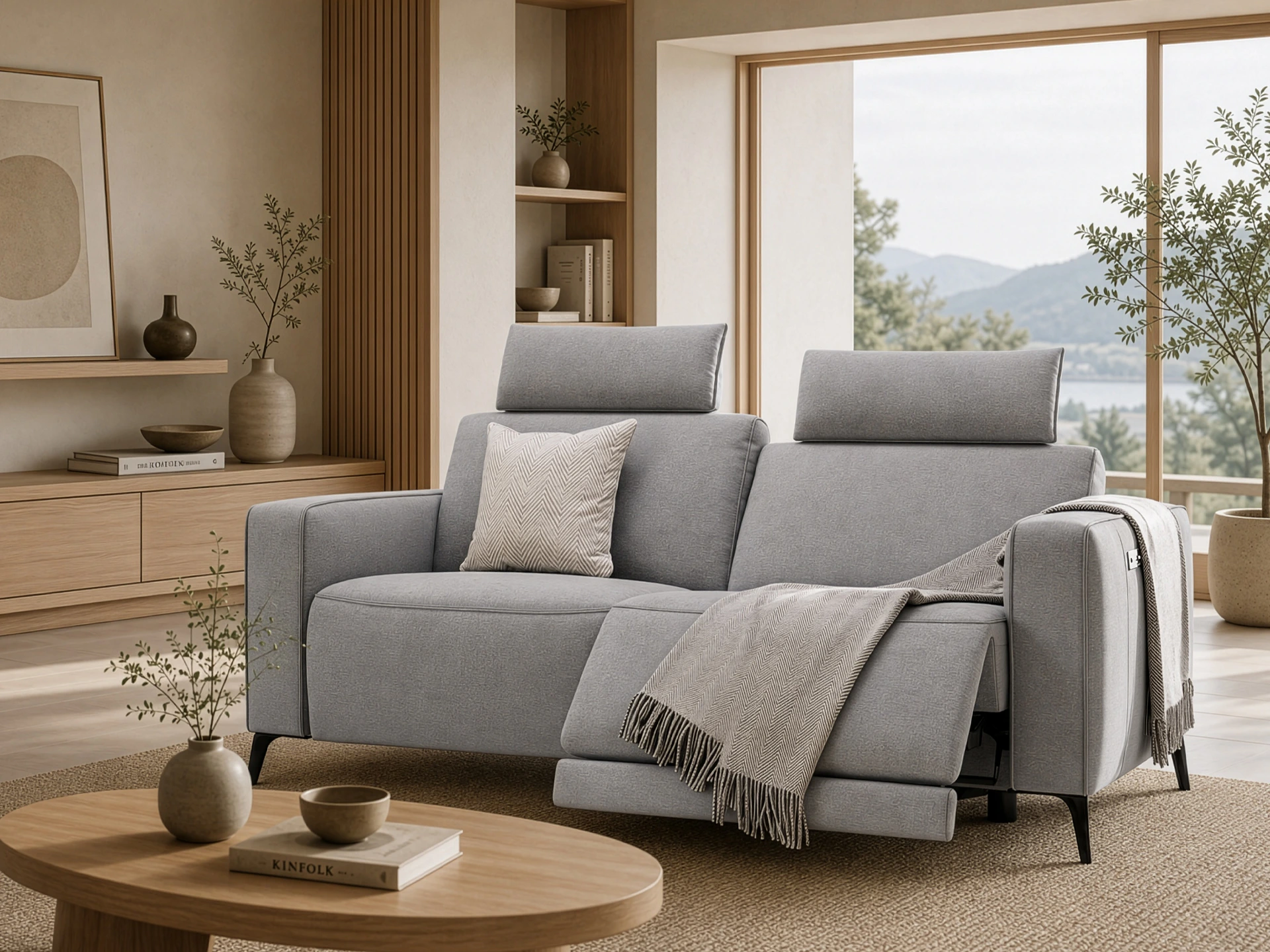 canapé 2 place relax tissu gris