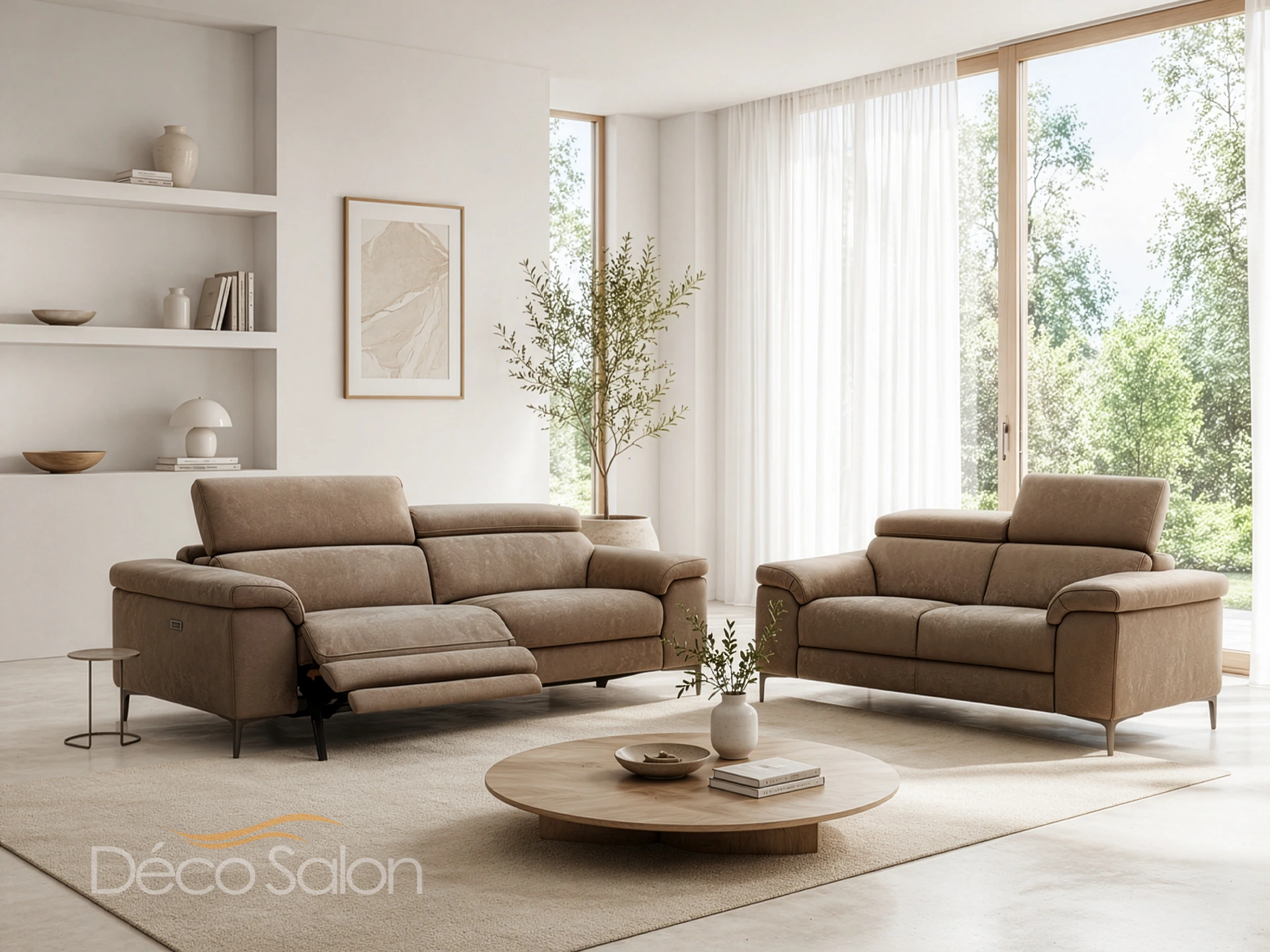salon 3+2 avec relax en tissu