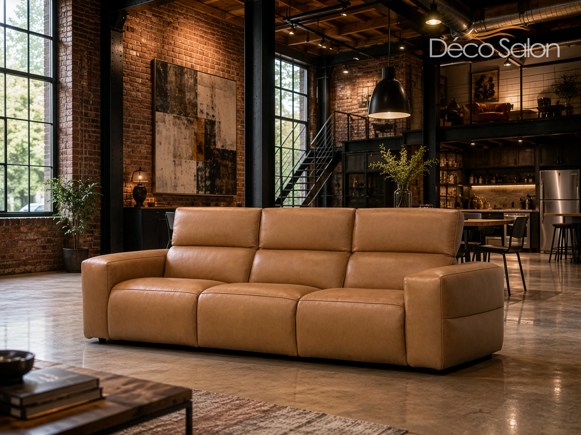 divan 3 places cuir vintage Décosalon
