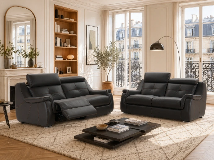 Slaon cuir brun relax Rocky décosalon