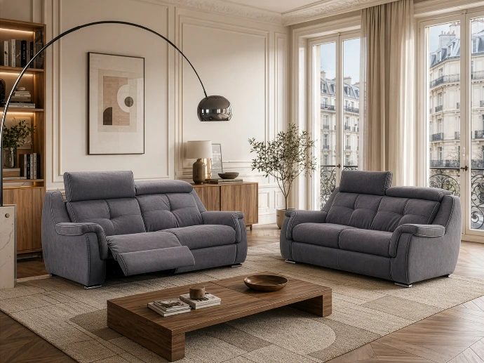 Décosalon présente le salon relax confortable rocky en tissu gris