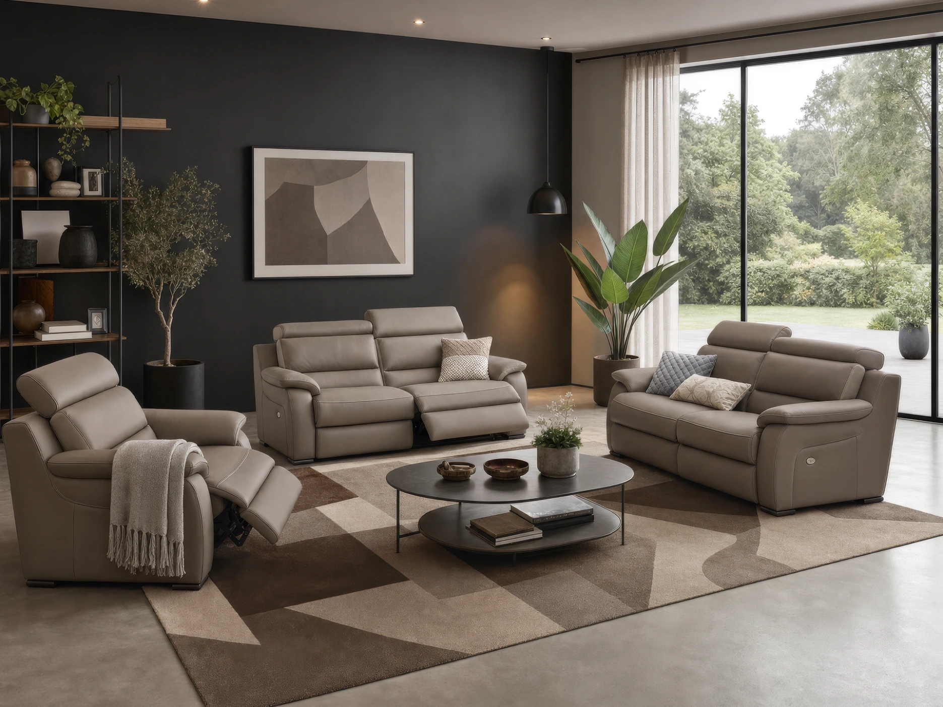 salon 32+1 en cuir taupe