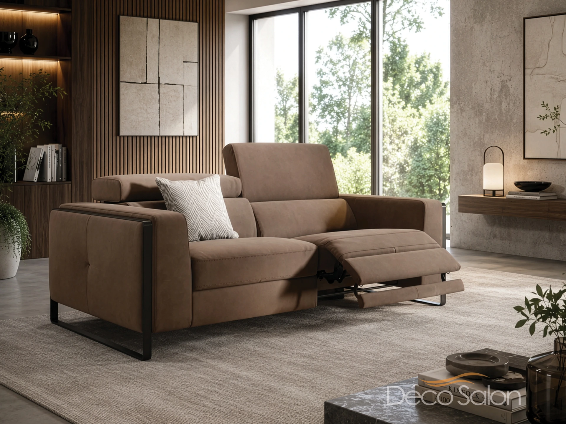 Canapé en tissu brun chez décosalon