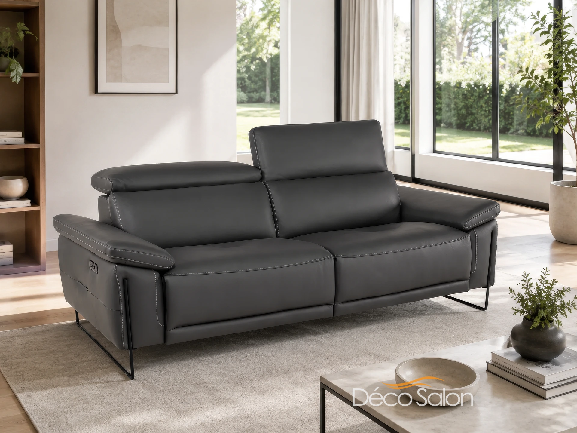 canapé cuir noir têtières relevables