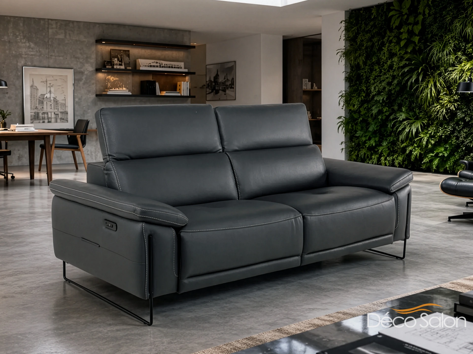 Florece canapé cuir noir Décosalon
