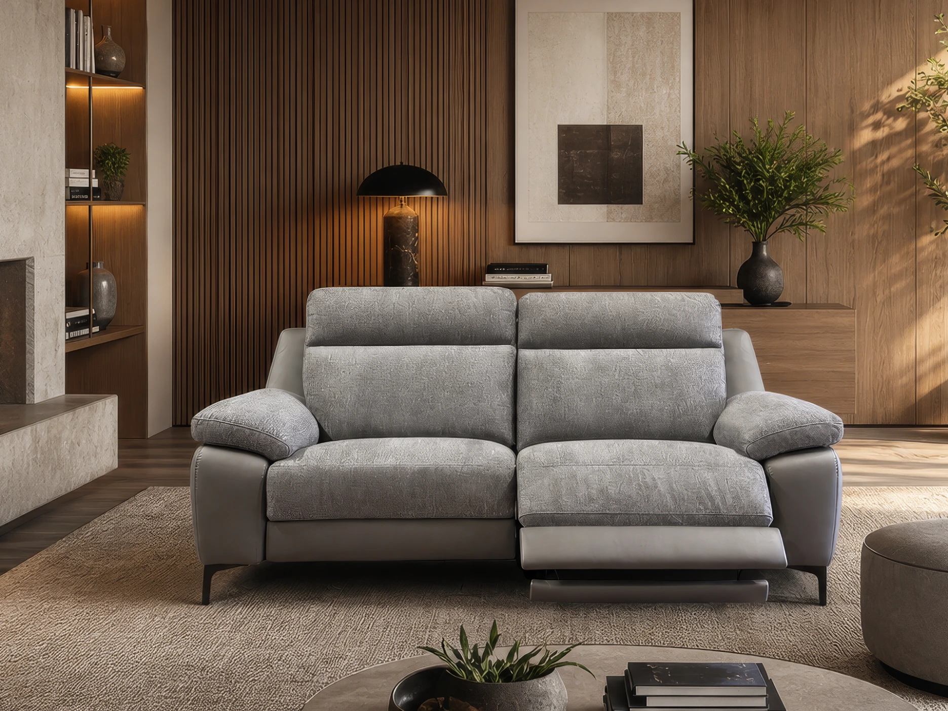 Canapé relax en tissu gris