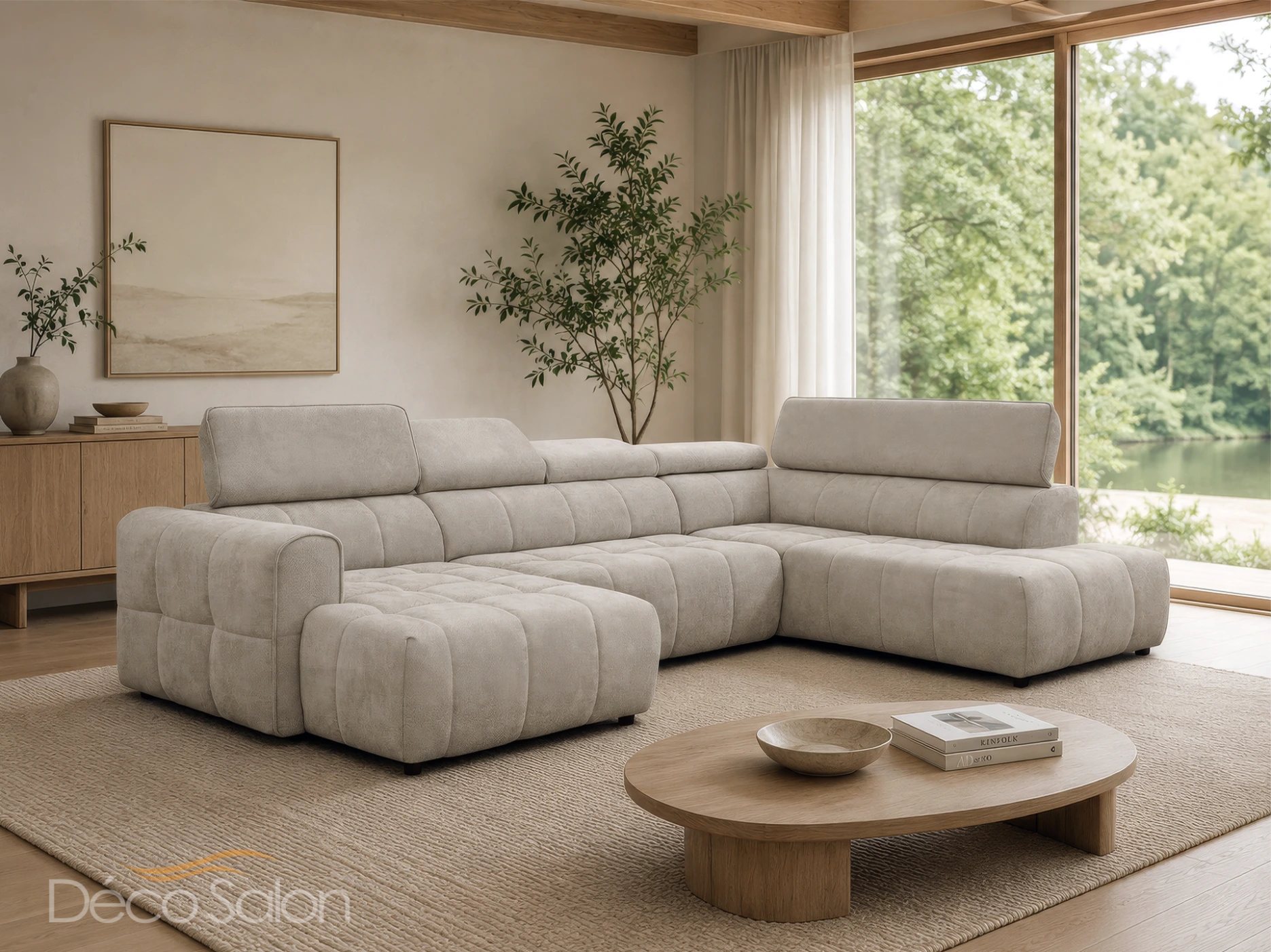 canapé tissu avec assises extensibles électriques