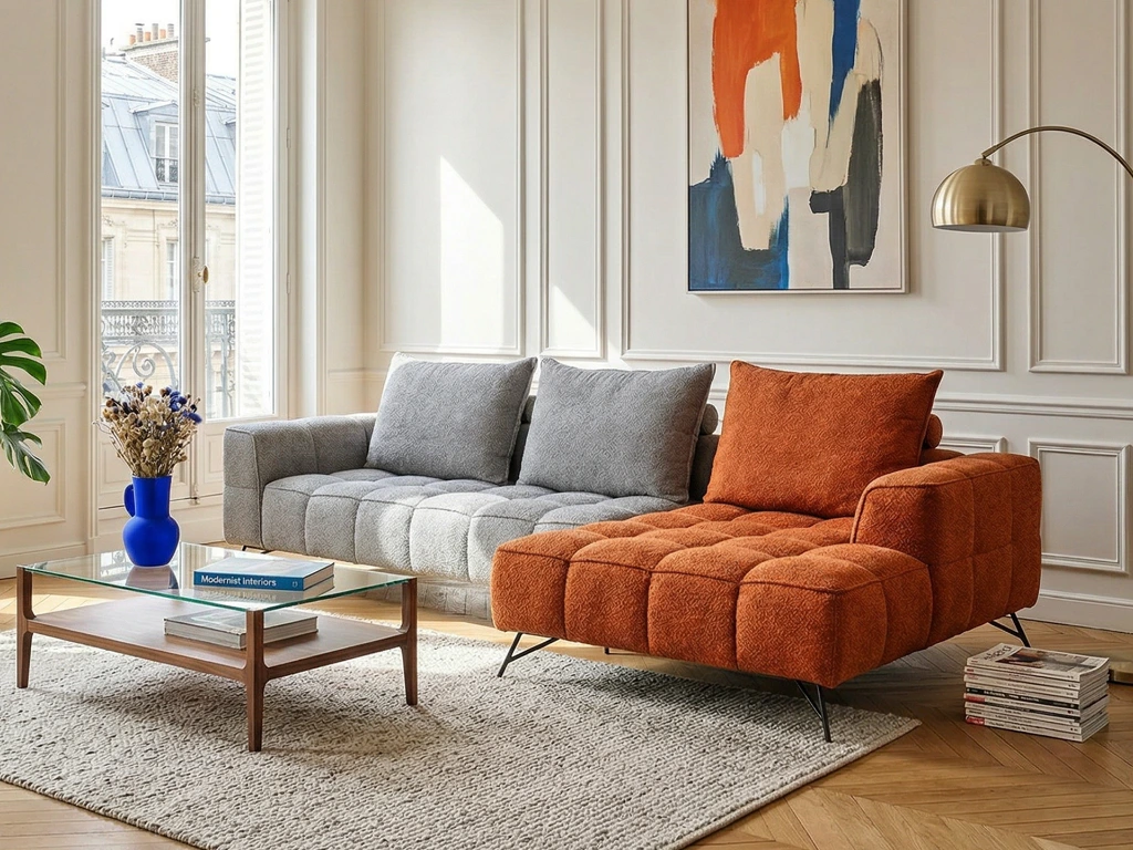 Canapé méridienne en tissu Décosalon Liège Fléron