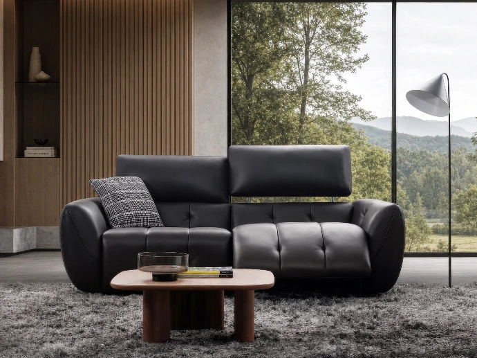 Divan moderne en cuir noir
