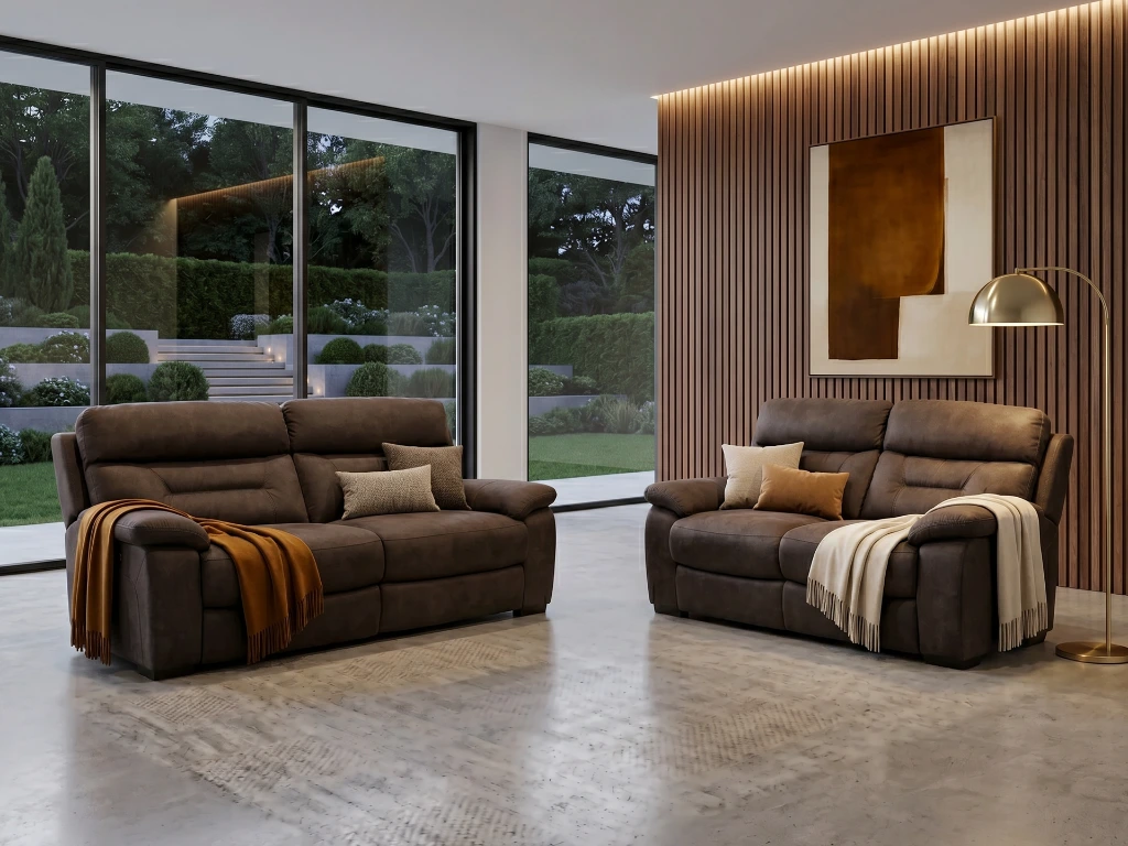 Salonn3+2 en tissu milou Décosalon Fléron