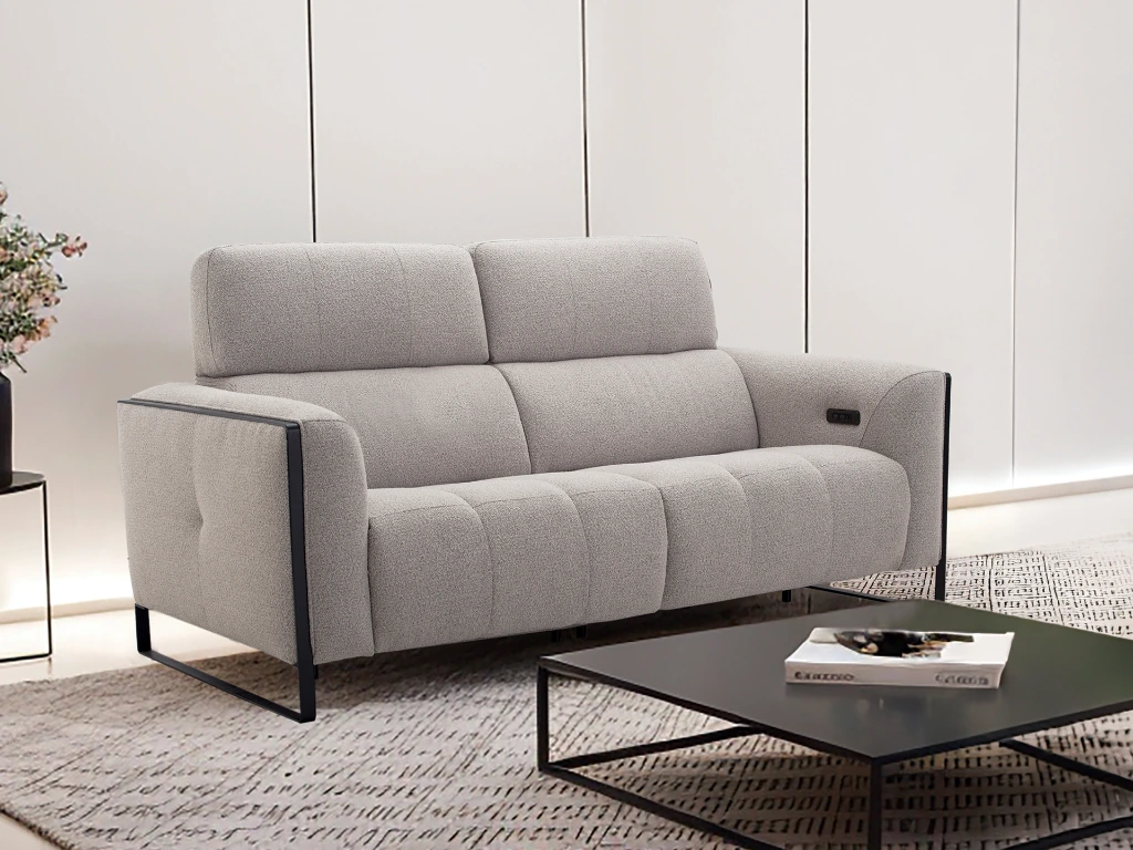 Canapé en tissu gris contemporain et confortable