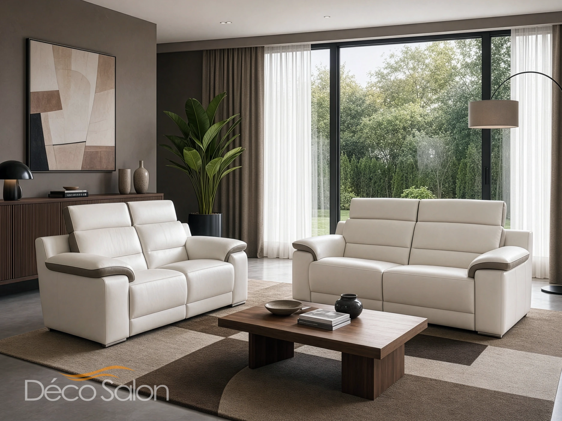 Salon 32+ en cuir beige