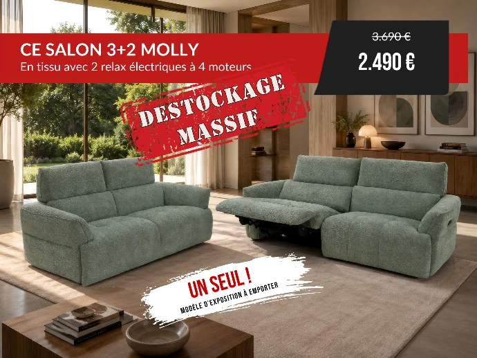 SALON TISSU VERT 3+2 RELAX Molly