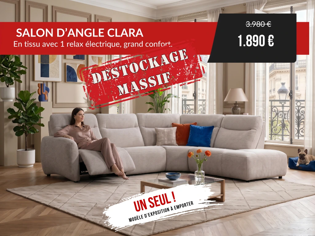 salon d'angle confortable en tissu beige Clara