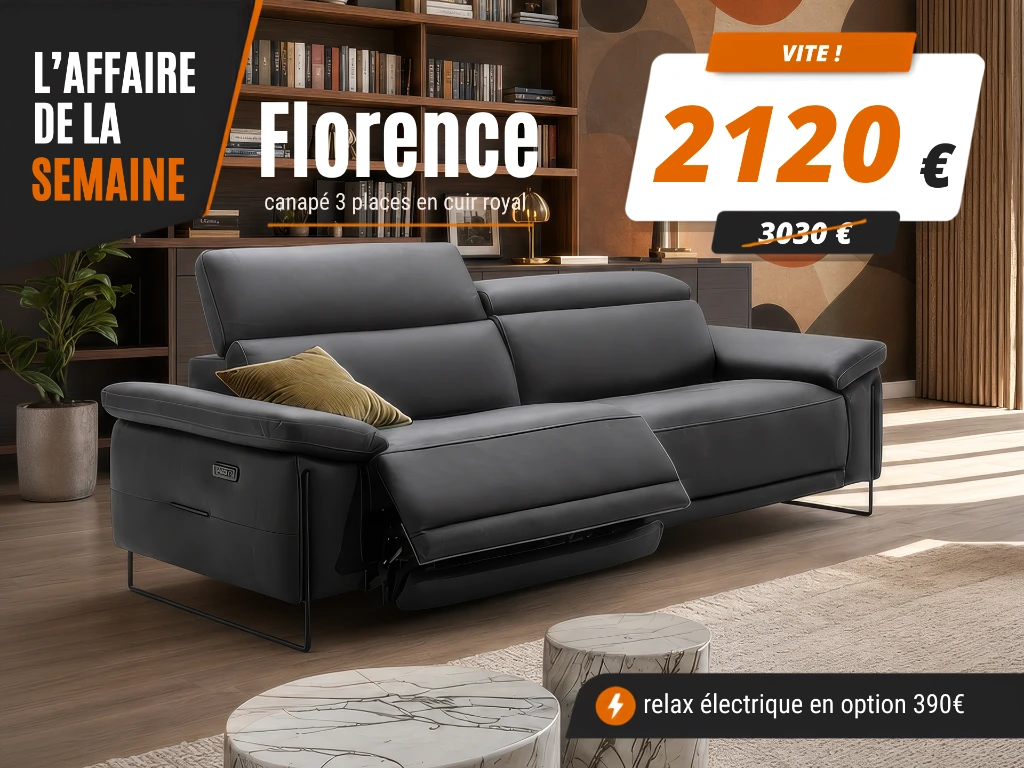 Canapé contemporain en cuir noir