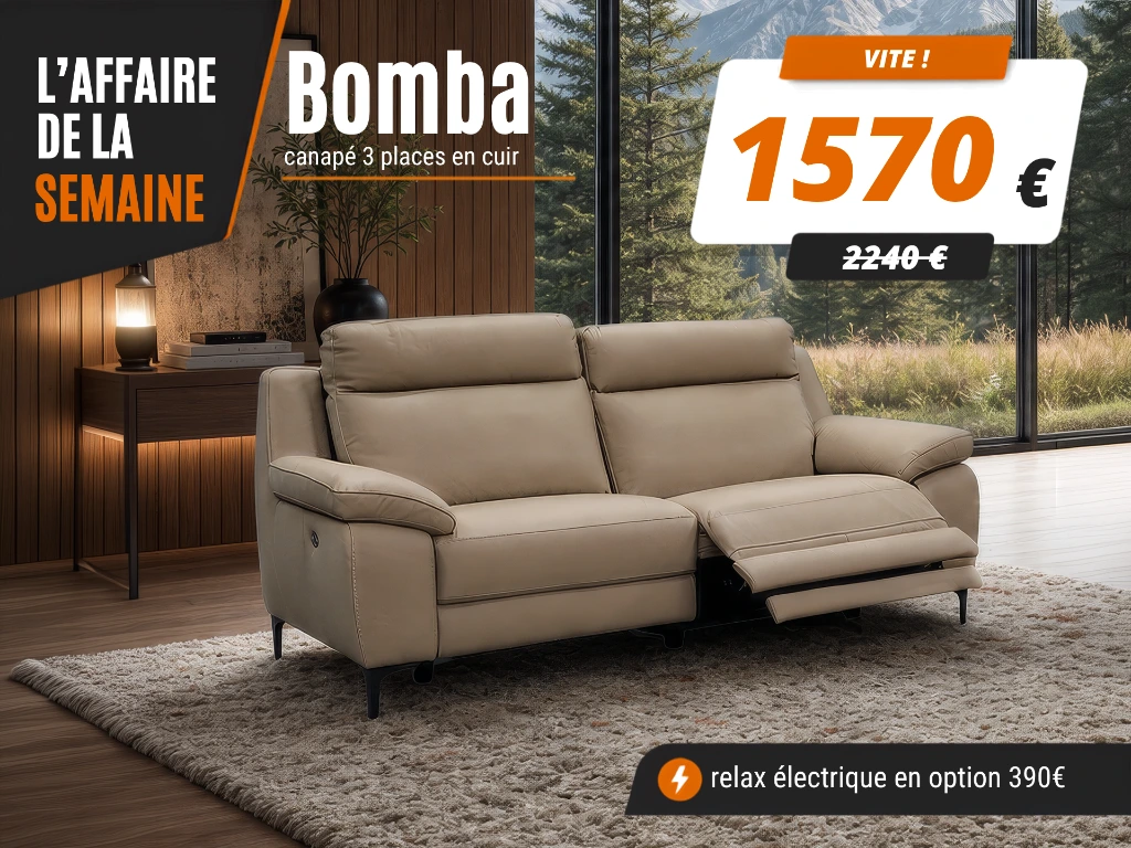 Canapé 3 places en cuir taupe
