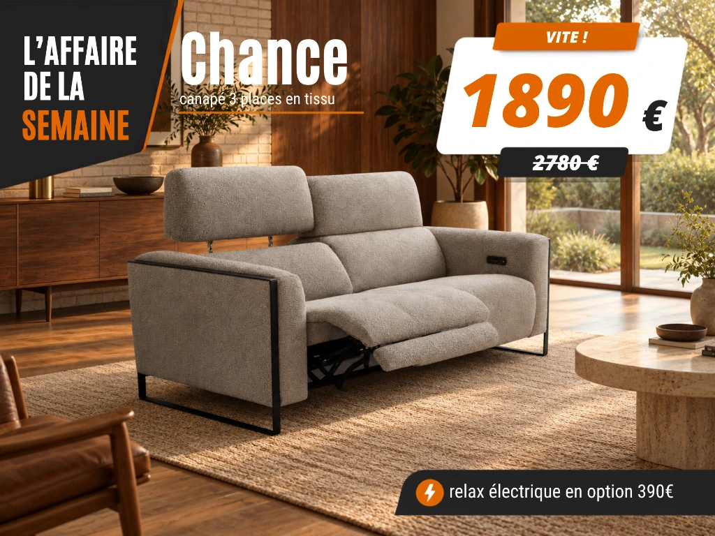Canapé contemporain en tissu avec relax