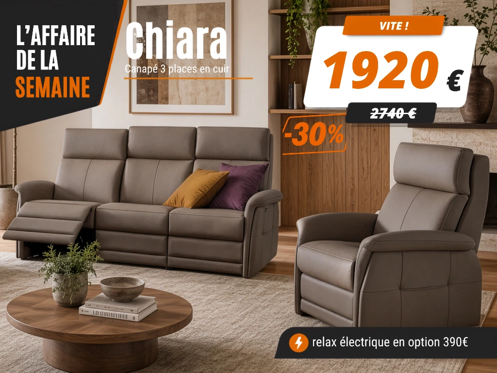 Salon 3+1  en cuir taupe chiara