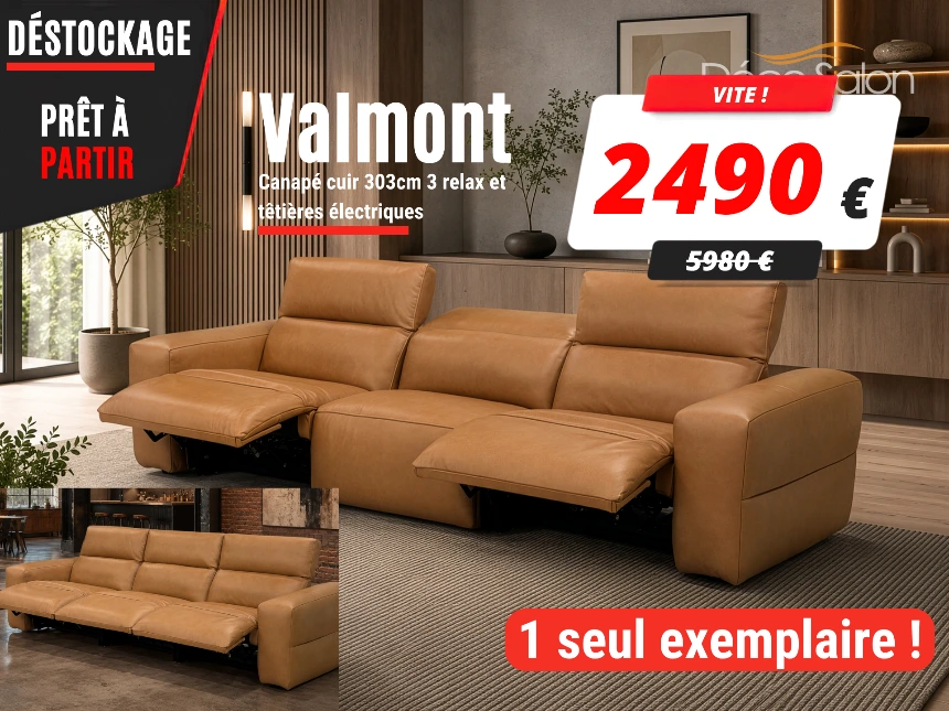 GRAND CANAPé 3 RELAX CUIR CAMEL