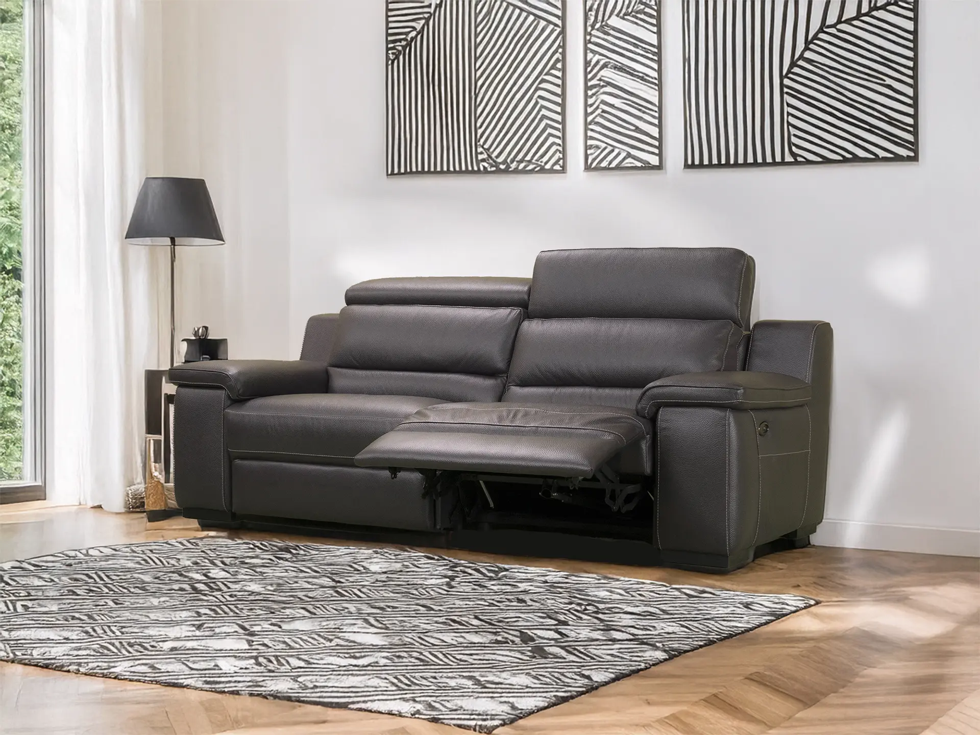 anapé cuir brun avec relax