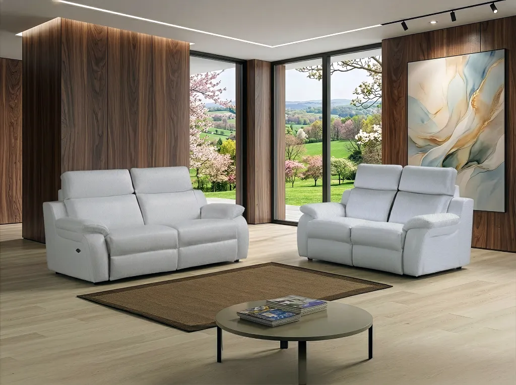 salon 3+2 en cuir tissu blanc relax Astra.webp