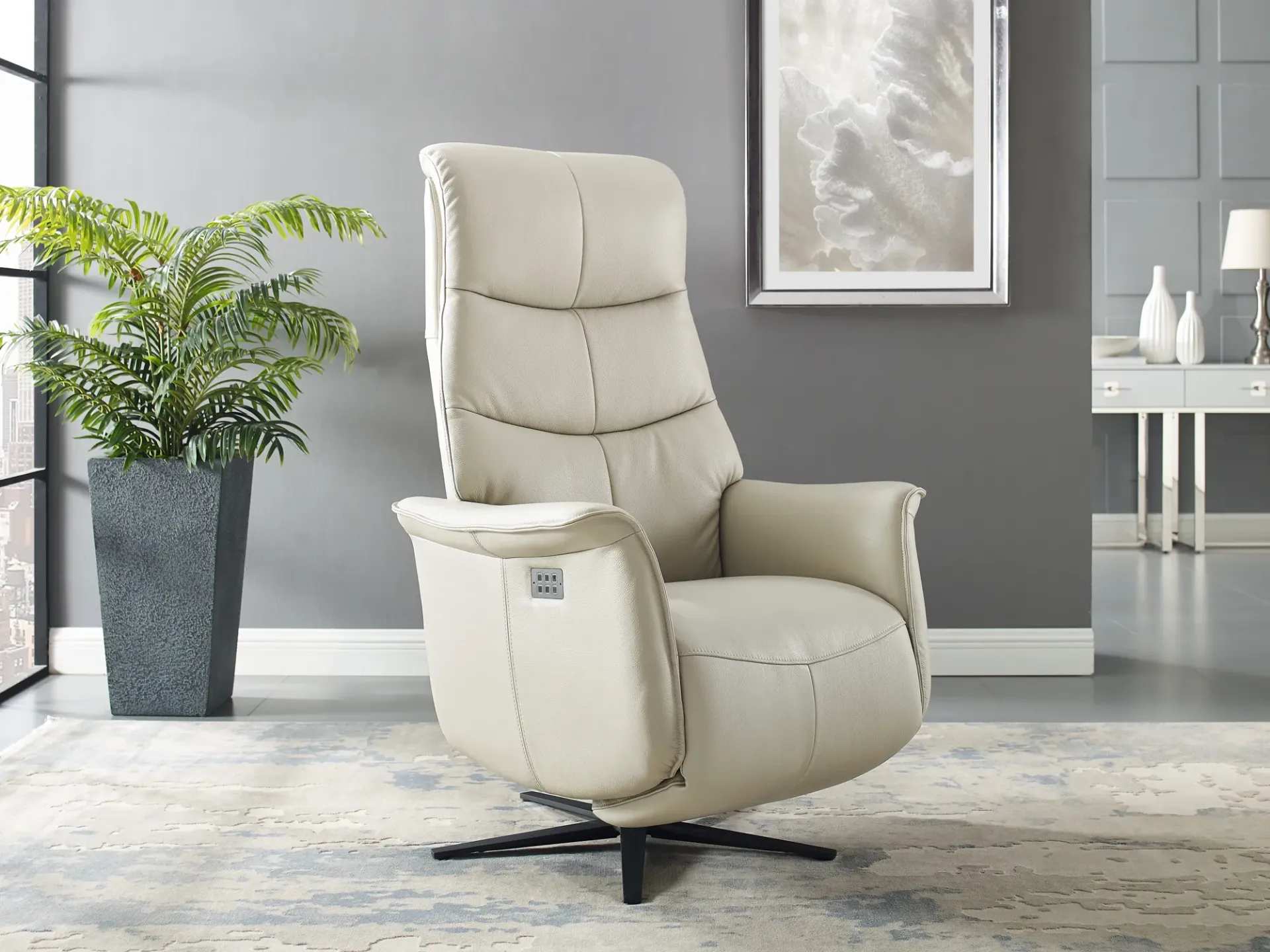 Fauteuil relax cuir Adam – 3 moteurs, position Zéro Gravité, pivotant 300° (batterie)