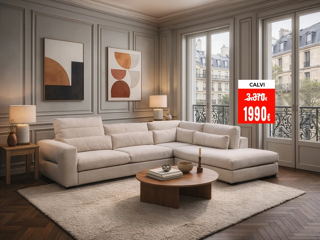 Salon d'angle en tissu CALVI
