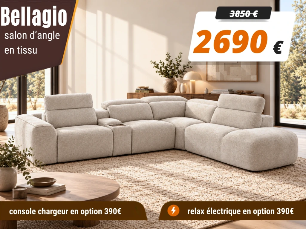 Salon angle modulable BELLAGIO