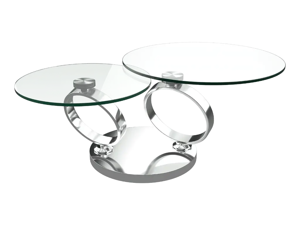 Table basse EOLIA (verre-verre, Chromé)