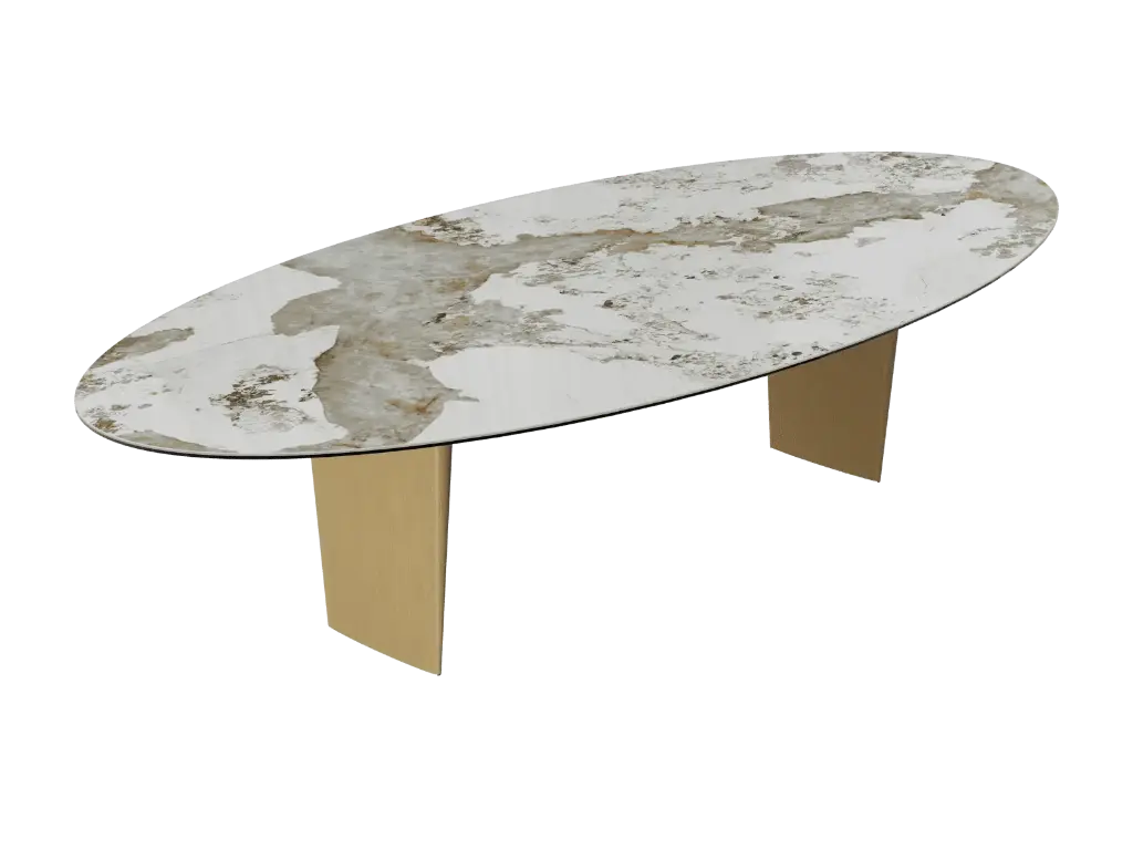 Table basse Goliath (marbre patagonia, laqué effet bronze, L140xl70xh33 cm)