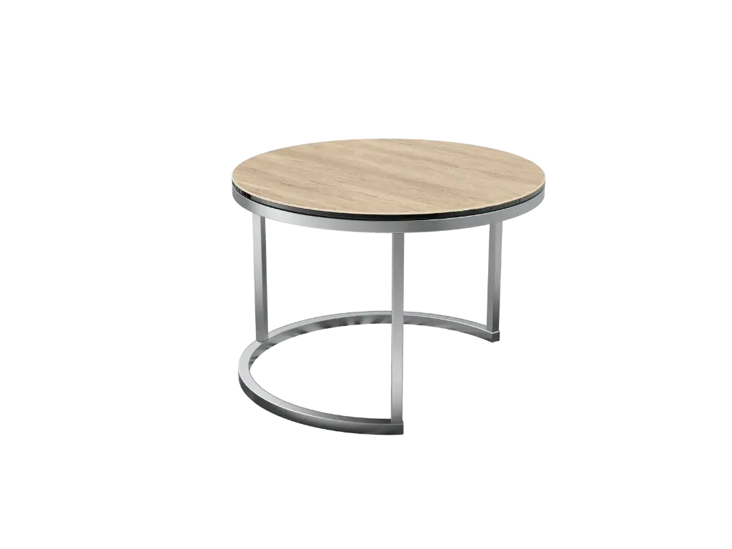 Bout de canapé Dolce Vita (Chêne clair, Chromé, diametre 55 hauteur 38 cm)